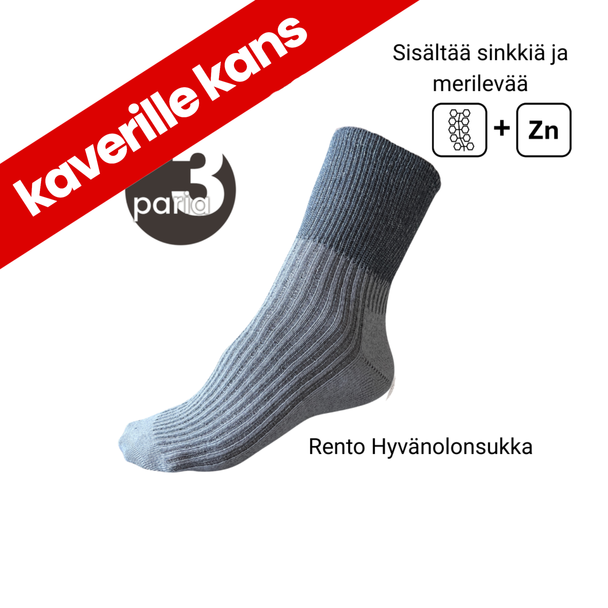 Kaverille Hyvänolonsukat 3 paria